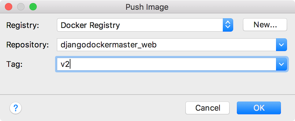 The Push Image context menu The Push Image context menu