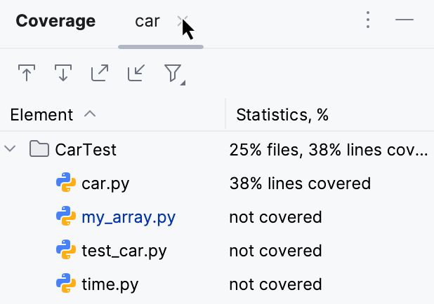Coverage tool window Coverage tool window