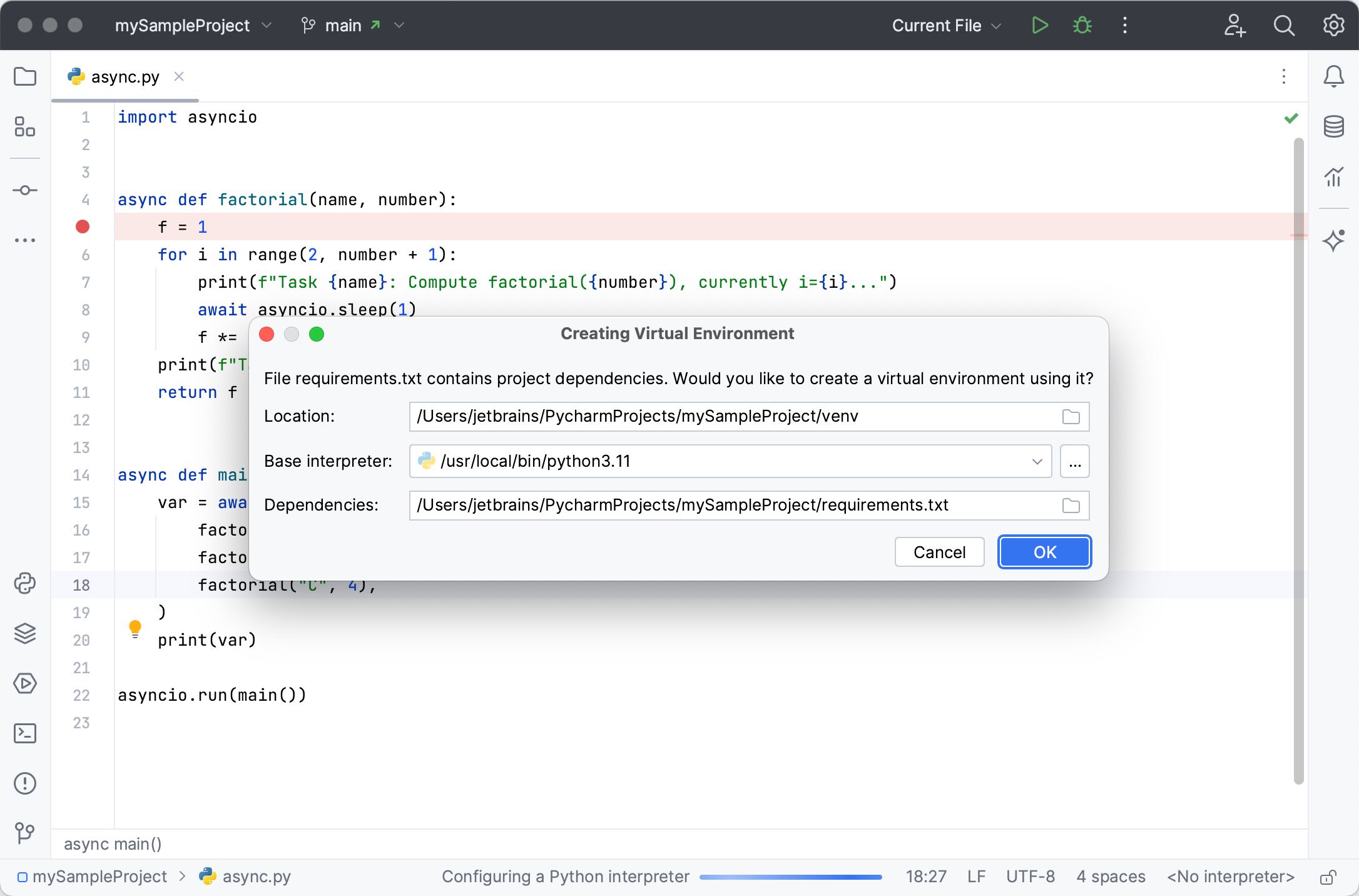Create a virtual environment using the requirements.txt file Create a virtual environment using the requirements.txt file