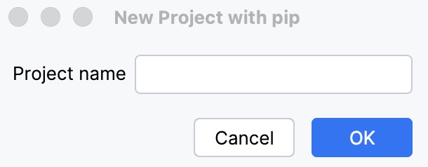 Create a subproject dialog Create a subproject dialog