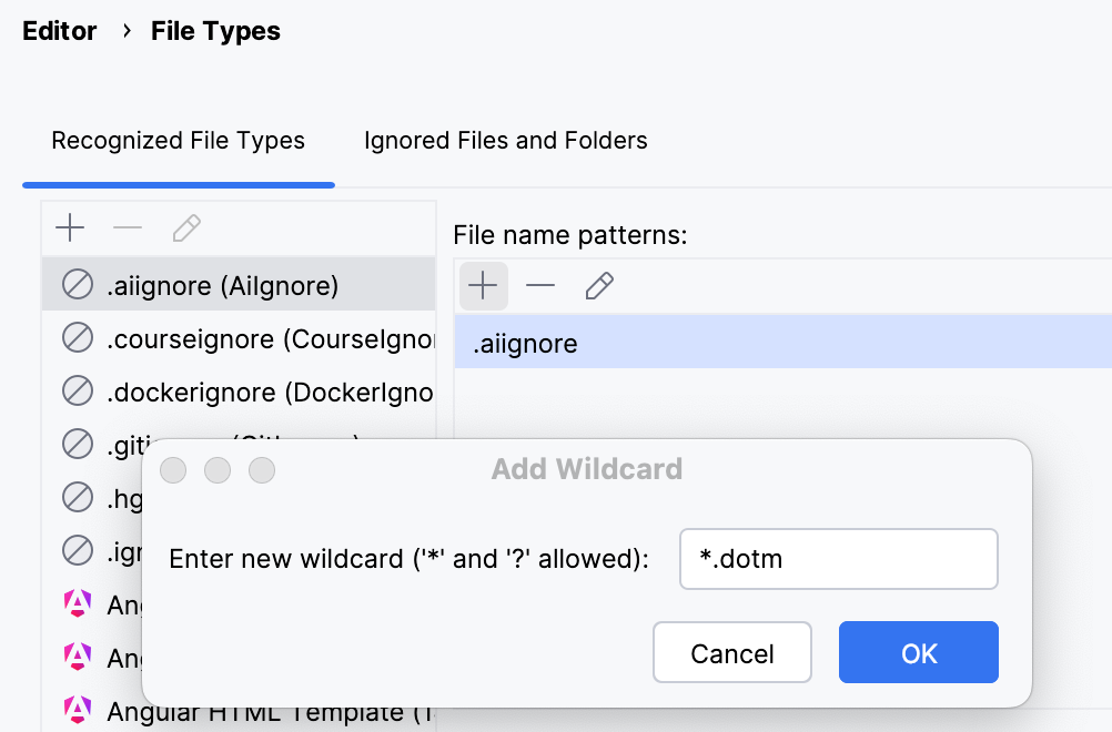PyCharm: Change association between file type and related file name patterns