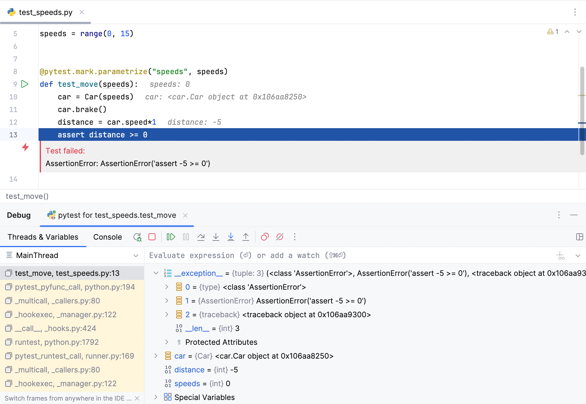 Exception breakpoint is added when debugging a failed test Exception breakpoint is added when debugging a failed test