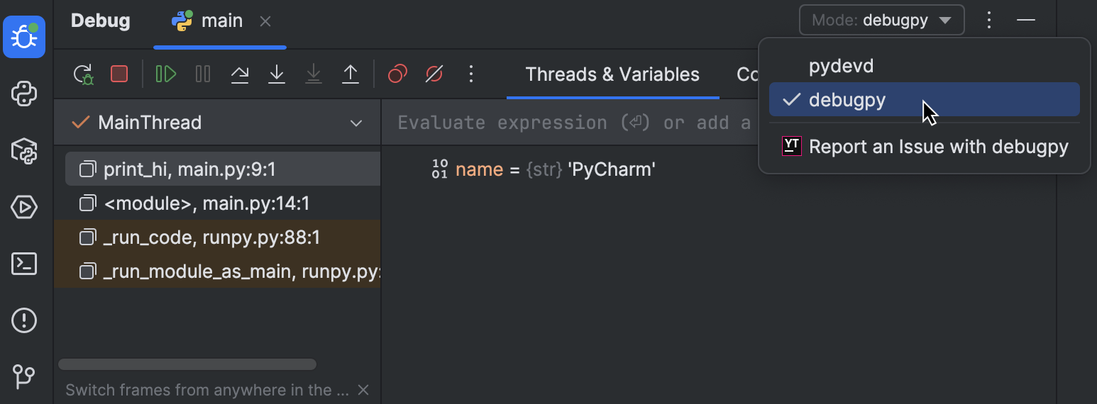 调试工具窗口 | PyCharm 文档