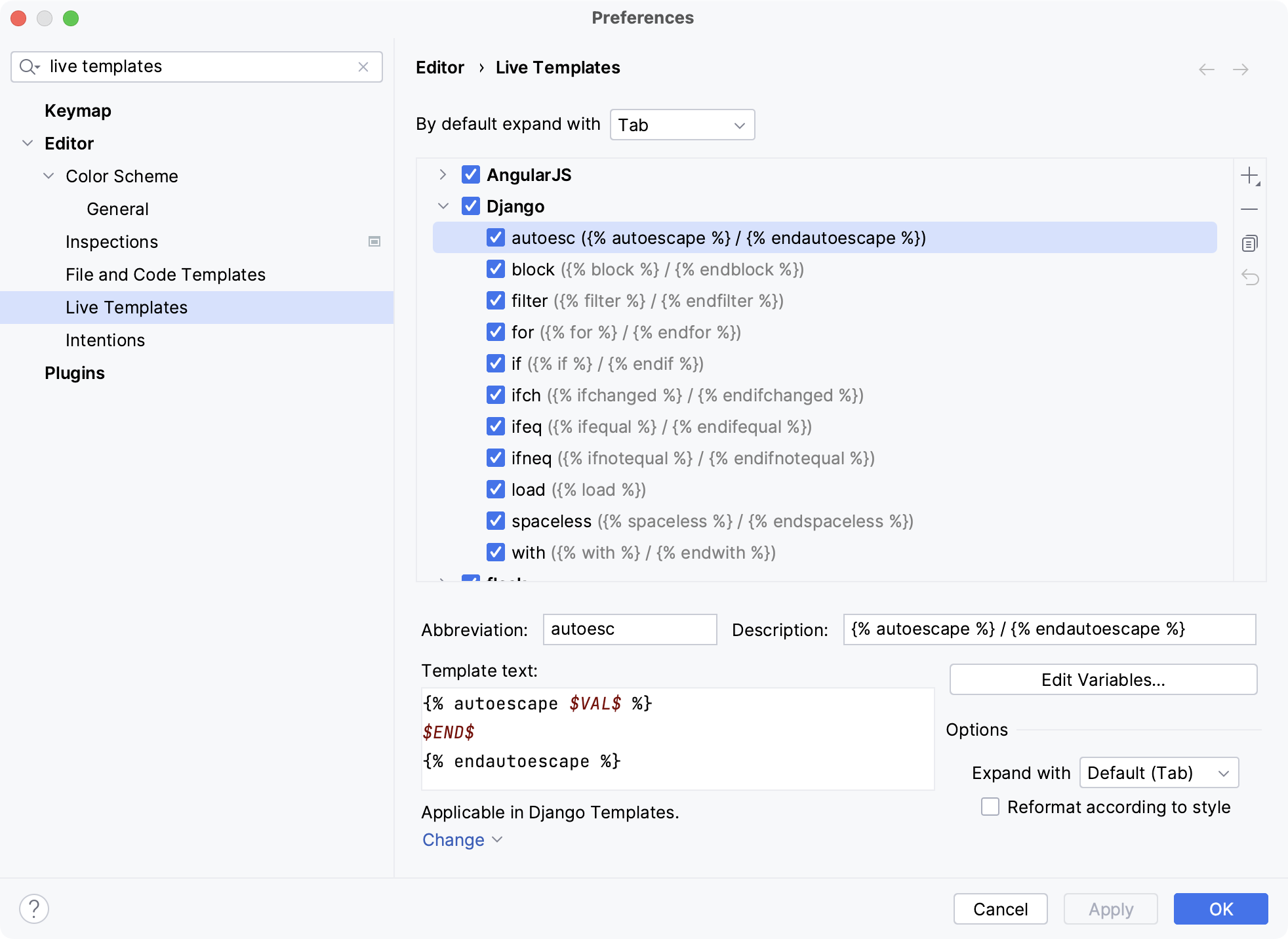 Django Live Templates Django Live Templates