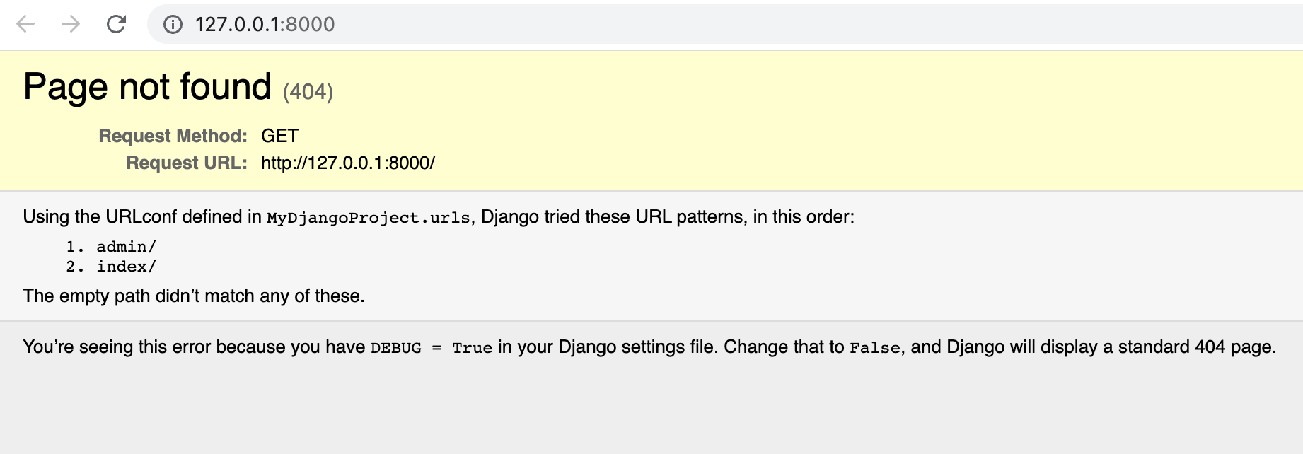 Error '404' in a browser Error '404' in a browser