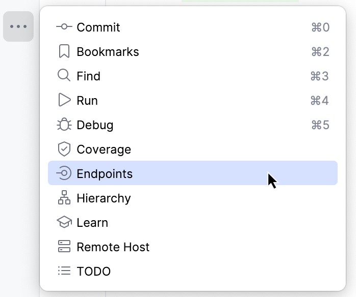 Open Endpoints tool window Open Endpoints tool window
