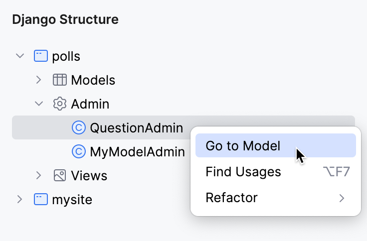 Navigating to a model from the model admin class Navigating to a model from the model admin class