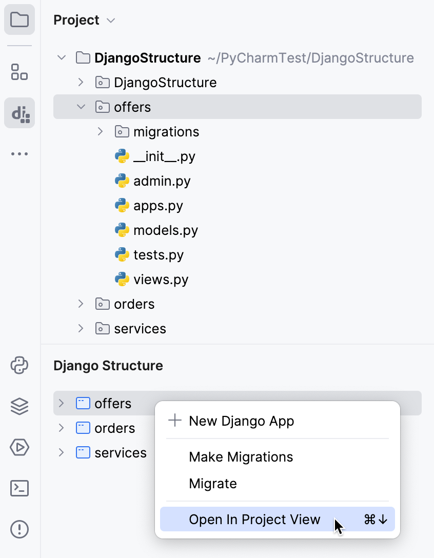 Opening the app directory in the Project tool window Opening the app directory in the Project tool window