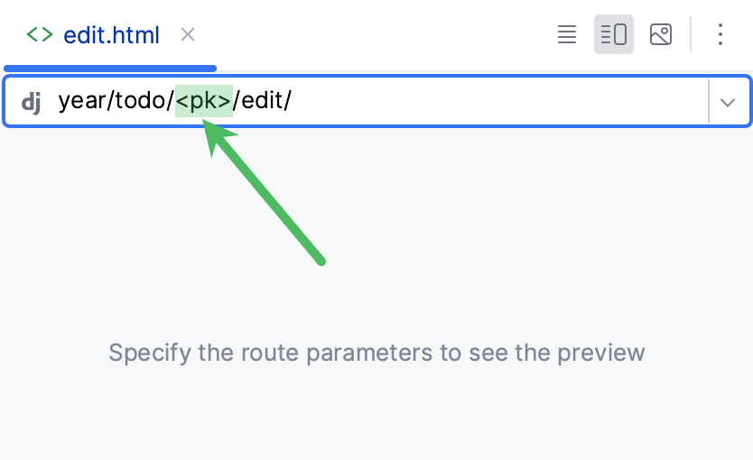 Specifying URL parameters for Django template preview Specifying URL parameters for Django template preview