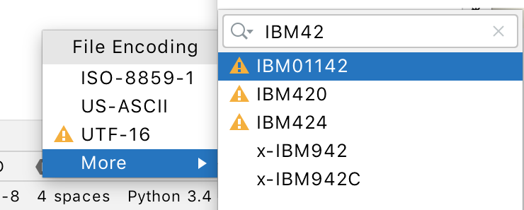 Status bar encoding Status bar encoding