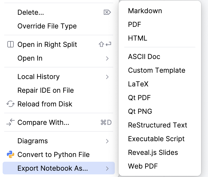 导出 Jupyter notebook 文件 导出 Jupyter notebook 文件