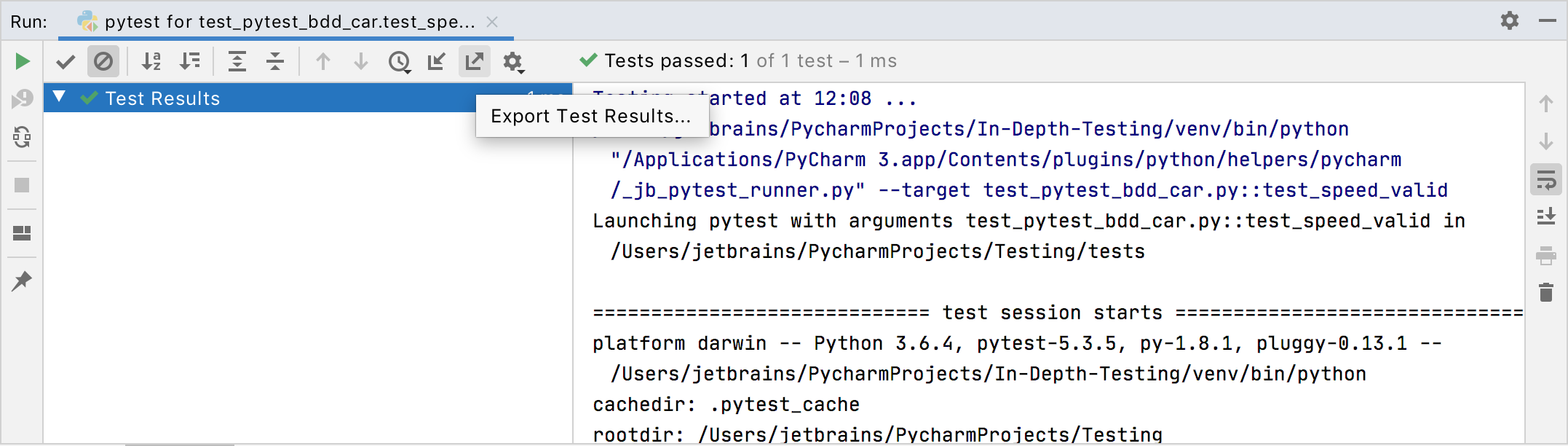 exporting test results exporting test results