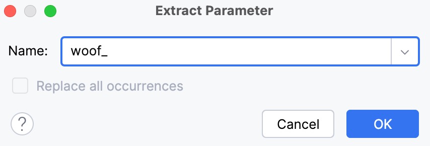 Extract Parameter Dialog Extract Parameter Dialog