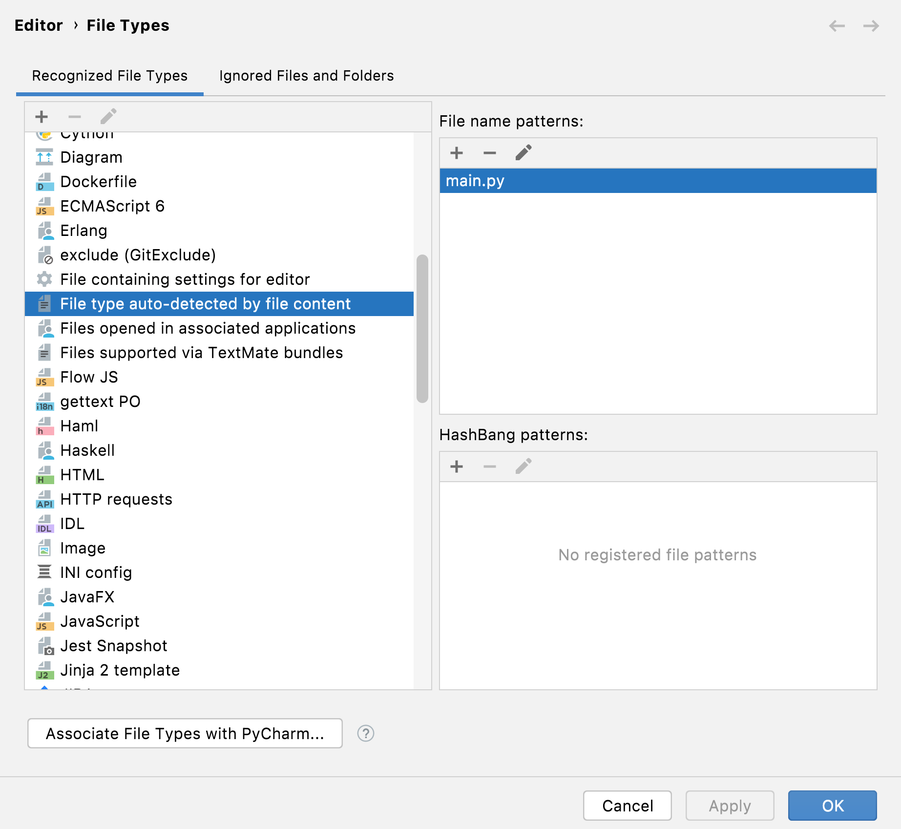 Python file type settings Python file type settings