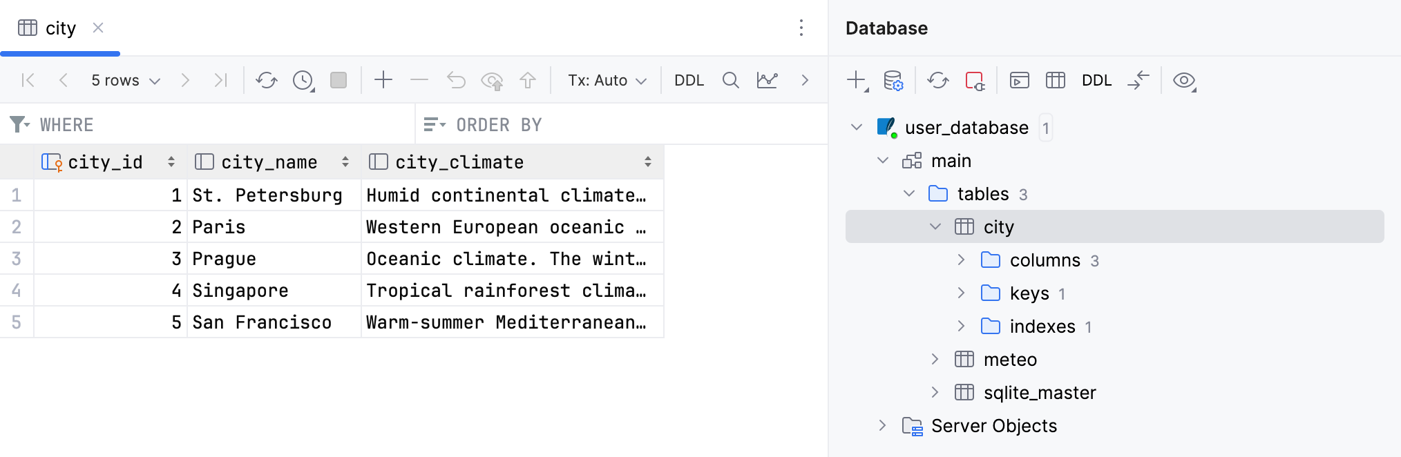 Meteo database Meteo database