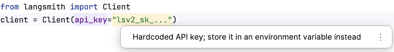 Hardcoded LangSmith API key Hardcoded LangSmith API key