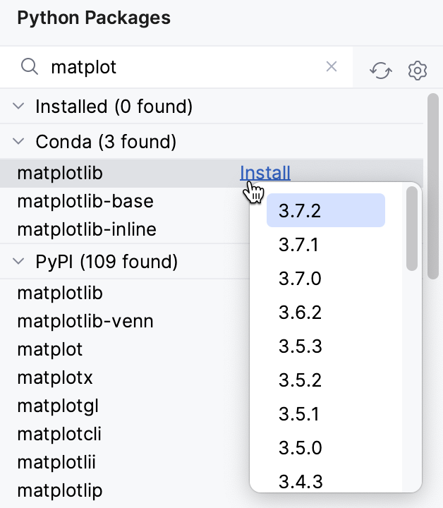Installing the package from the search results Installing the package from the search results