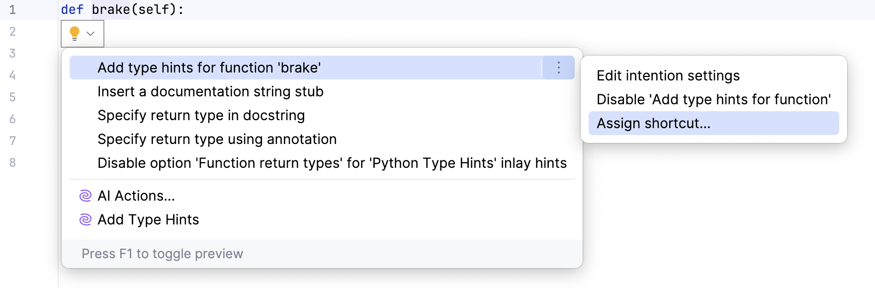 Assigning keyboard shortcut to intention action Assigning keyboard shortcut to intention action