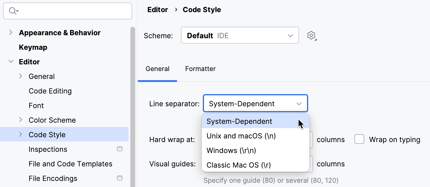 Line Separator for new files Line Separator for new files