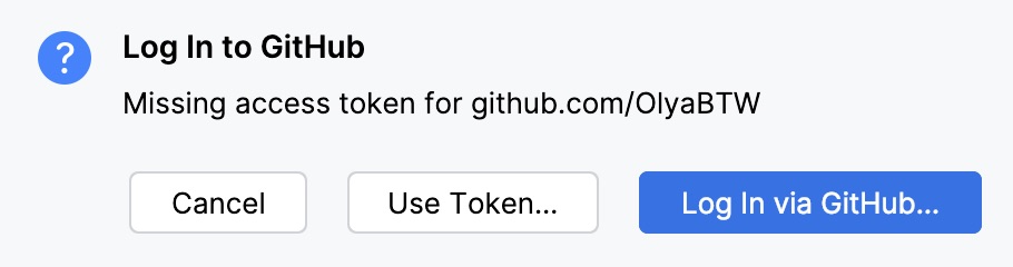The Log In to GitHub dialog