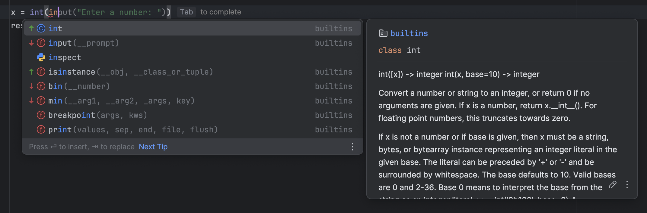 Code completion | PyCharm Documentation
