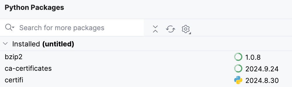 Packages installed with conda or pip Packages installed with conda or pip