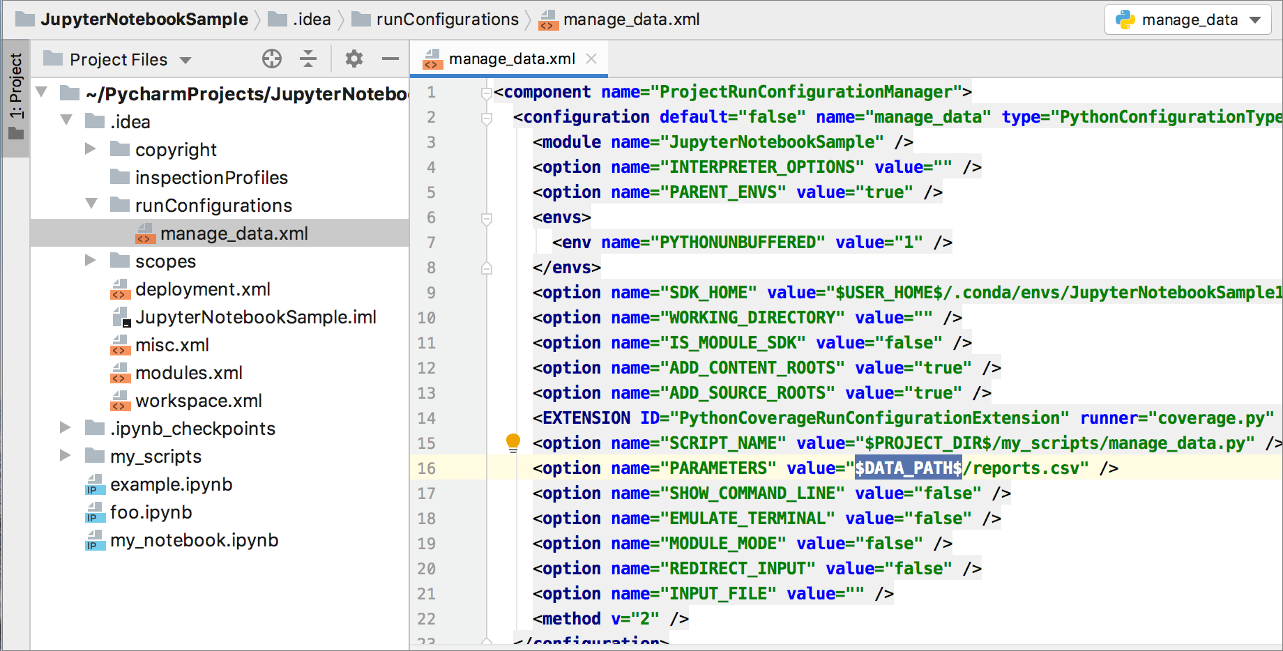 Run/debug configuration file with the path variable added Run/debug configuration file with the path variable added