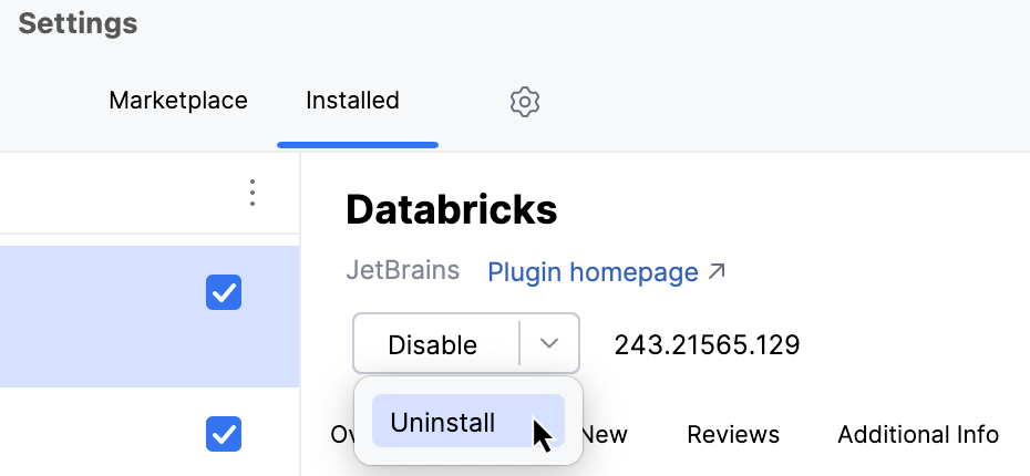 Uninstalling a plugin Uninstalling a plugin