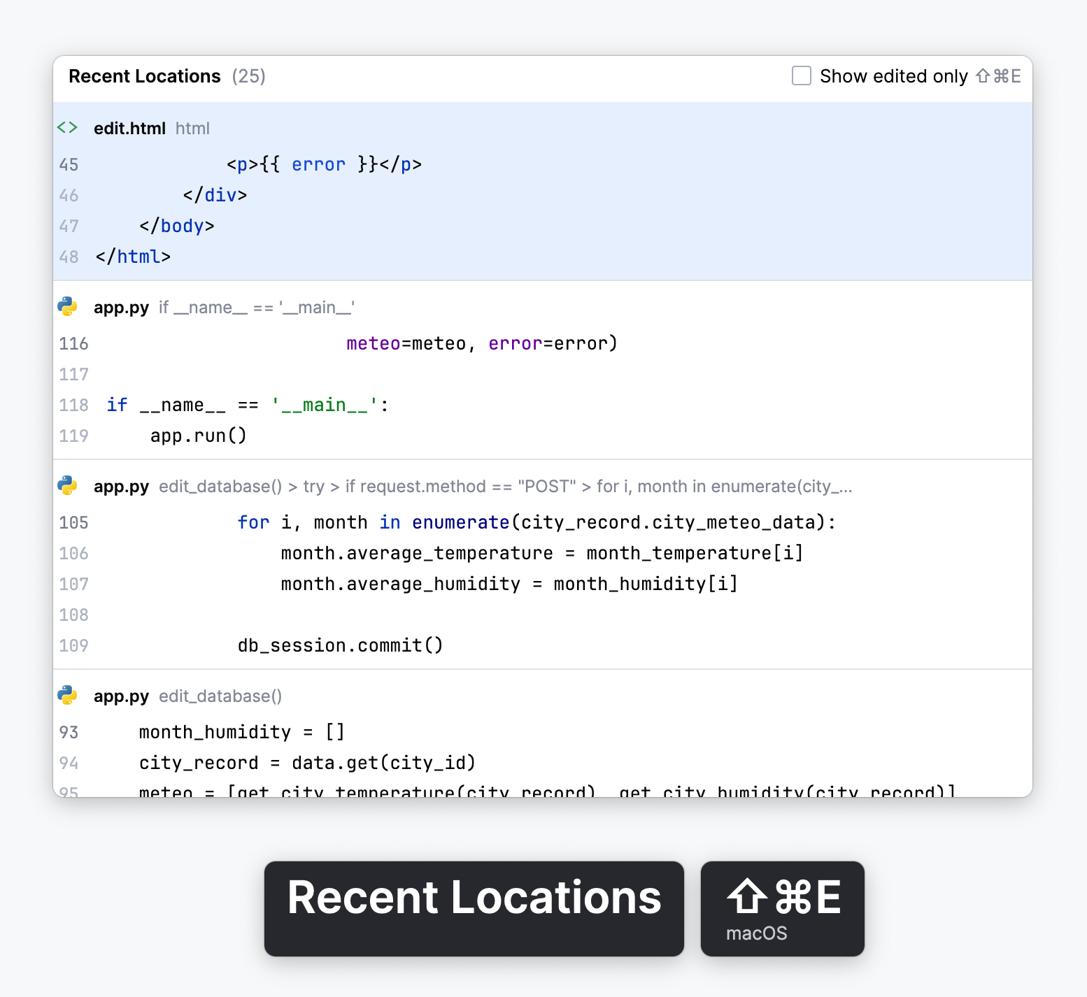 The Presentation Assistant displays the currently invoked Find in Database command in the IDE The Presentation Assistant displays the currently invoked Find in Database command in the IDE