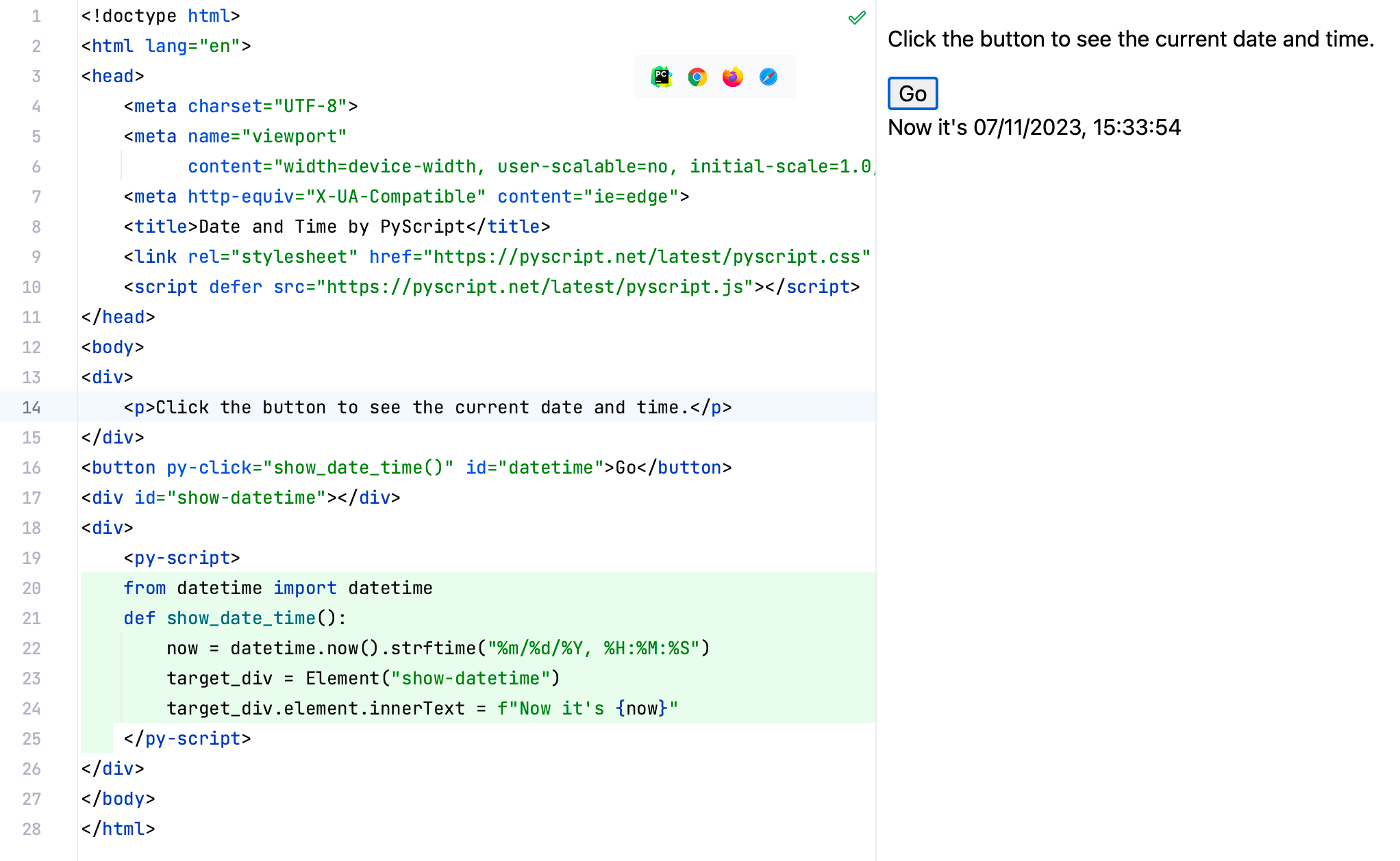 Preview the output of Python code created with PyScript Preview the output of Python code created with PyScript