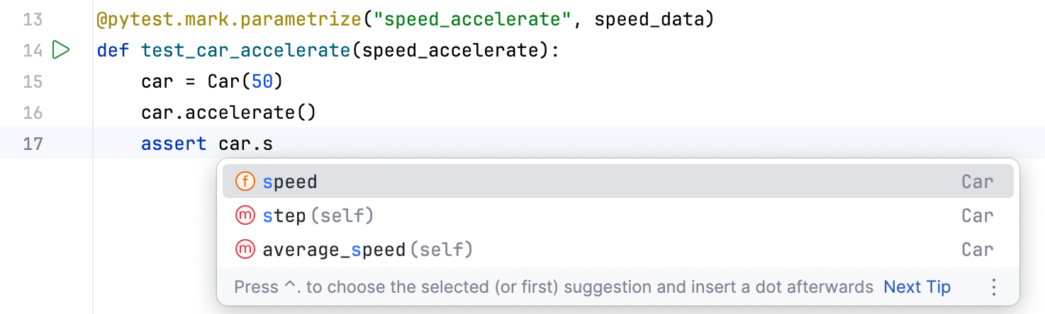 Code completion for pytest.mark.parametrize Code completion for pytest.mark.parametrize
