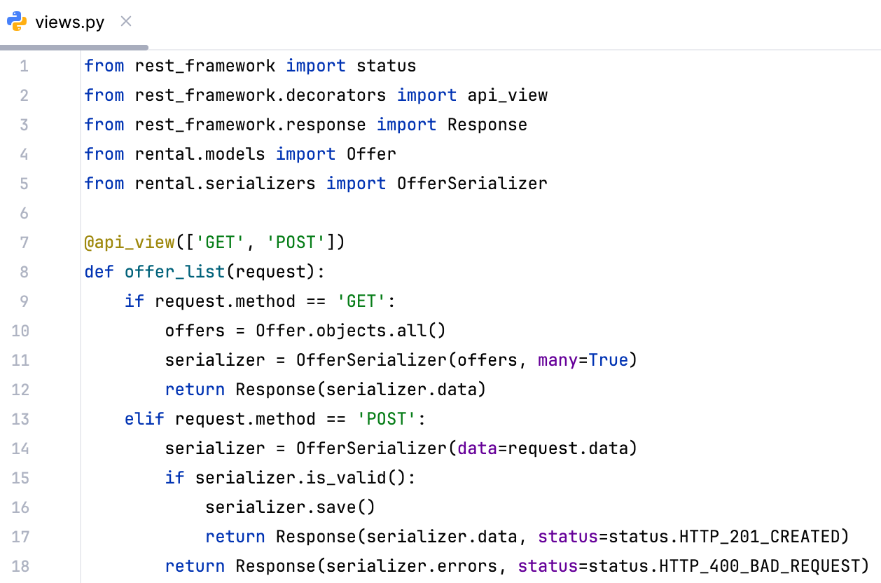Code in 'rental/views.py' Code in 'rental/views.py'