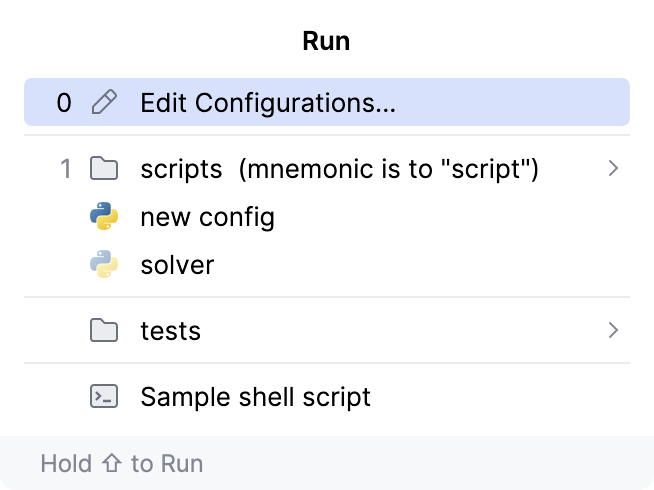 Run popup Run popup