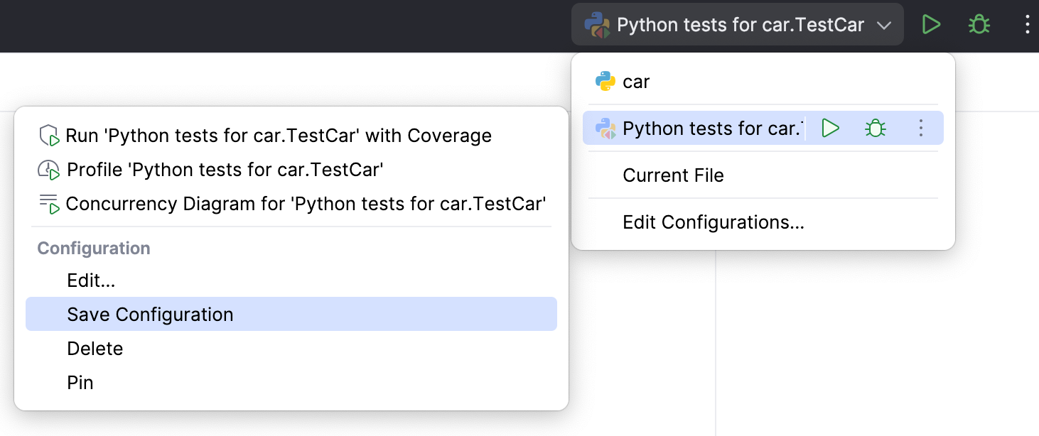 Save a temporary test configuration Save a temporary test configuration