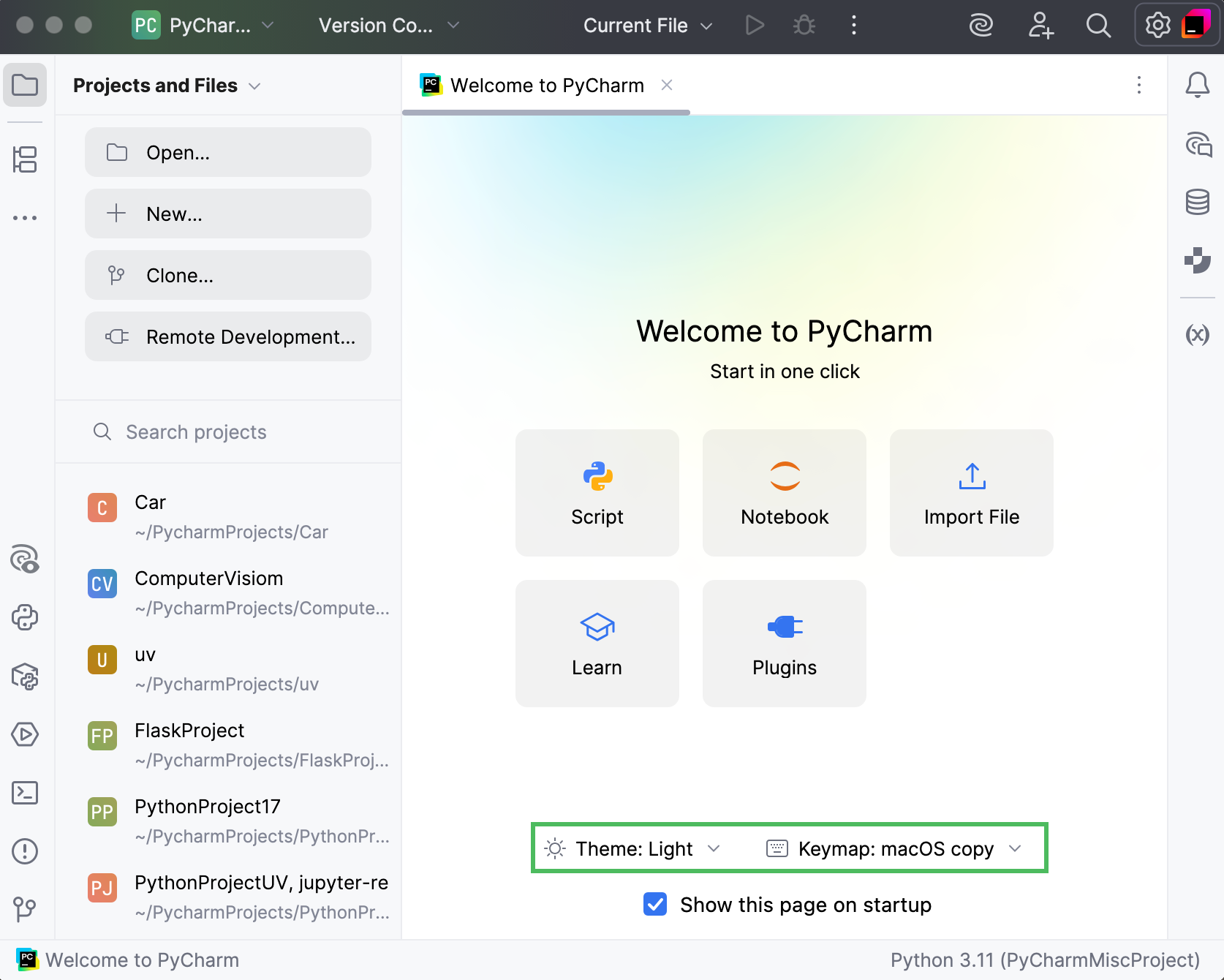 Select the UI theme
