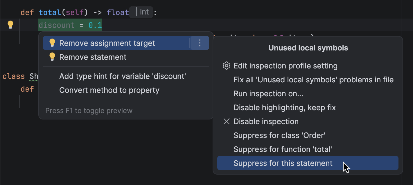 Disabling and enabling inspections | PyCharm Documentation