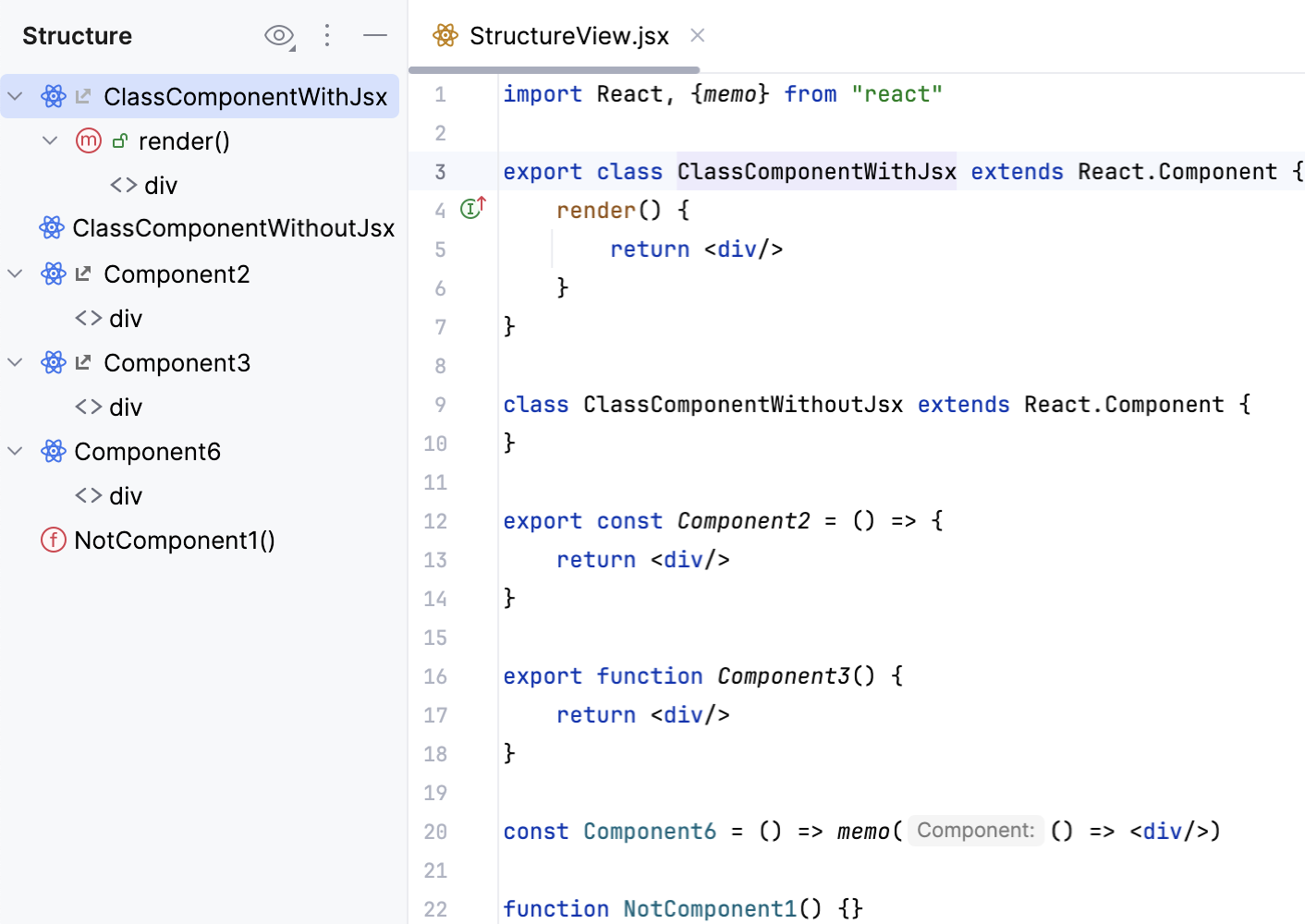 Structure view - component nodes