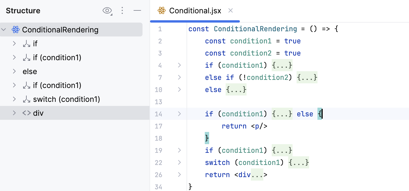 Structure view - conditional nodes