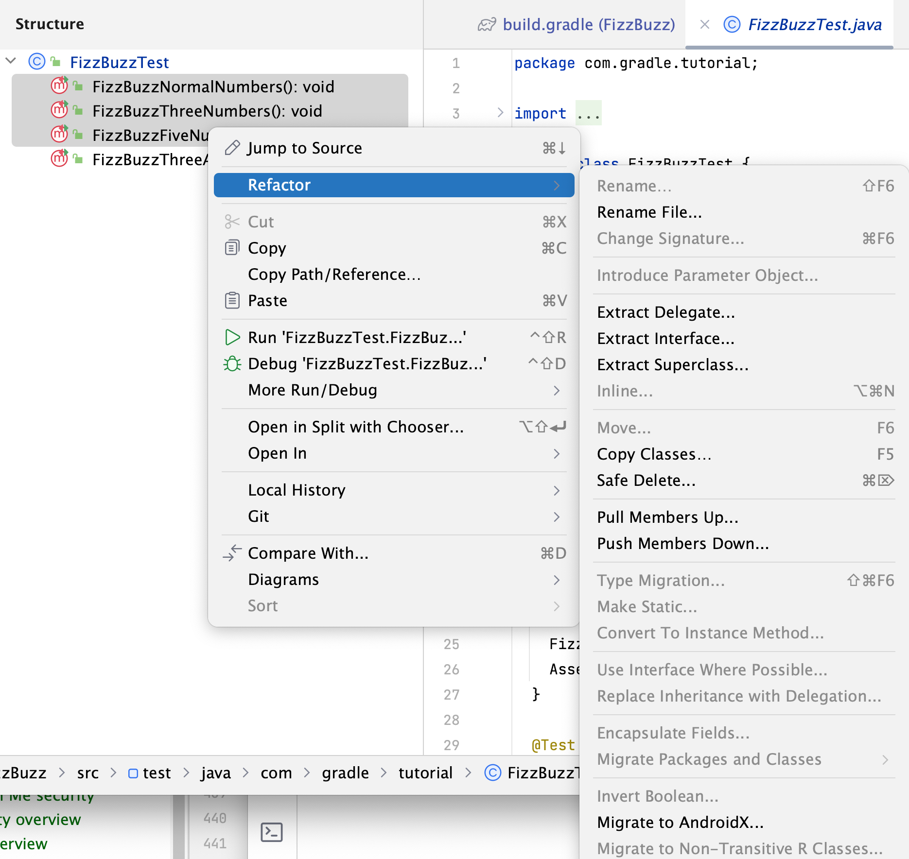 Invoke refactoring from the Structure tool window Invoke refactoring from the Structure tool window