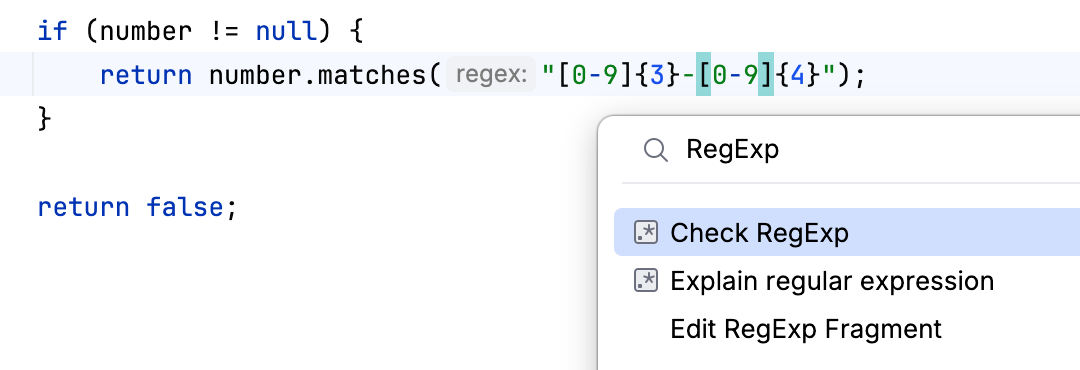Context menu with intentions