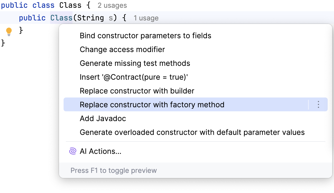 Replace constructor with factory method Replace constructor with factory method