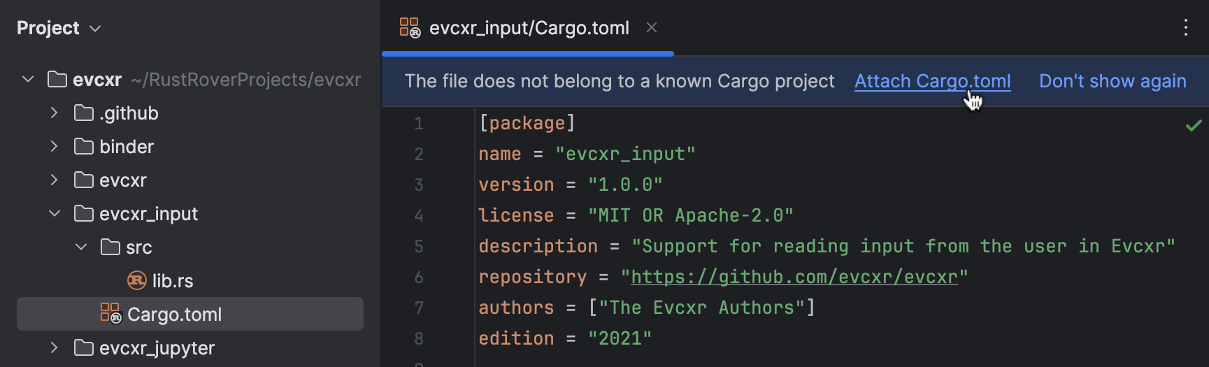 Attaching Cargo projects | RustRover Documentation