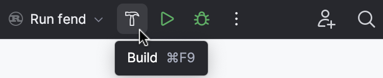 Build icon on the main toolbar Build icon on the main toolbar