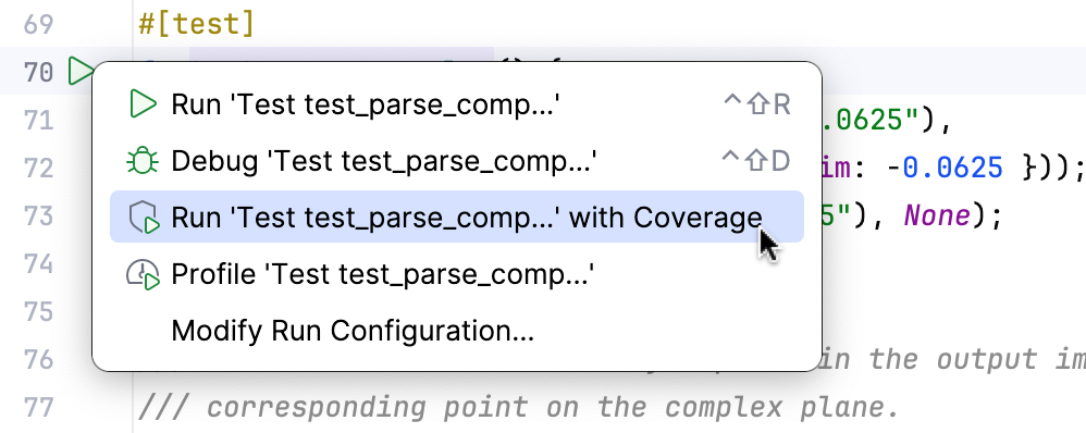 Running with coverage from Project view Running with coverage from Project view