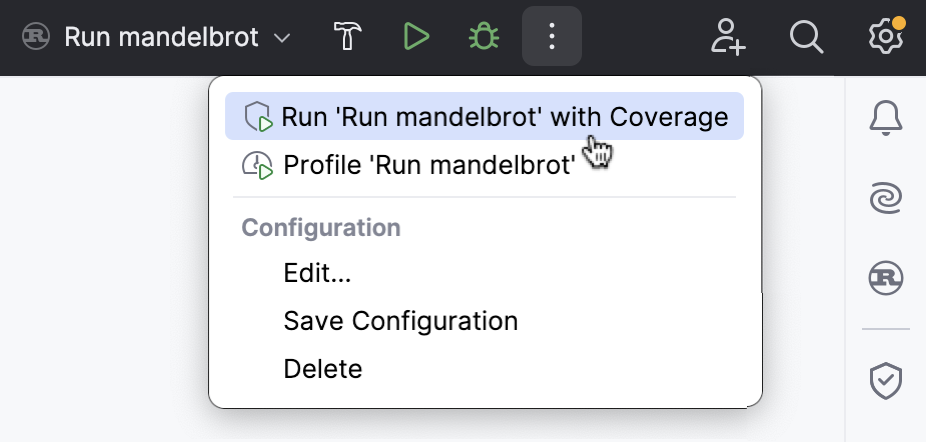 Running a configuration with coverage Running a configuration with coverage