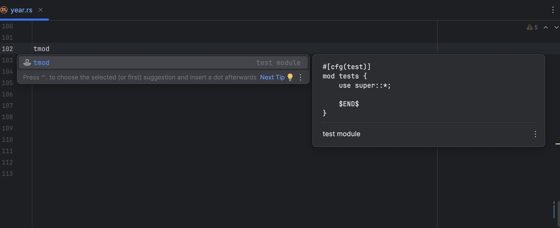 Live templates | RustRover Documentation