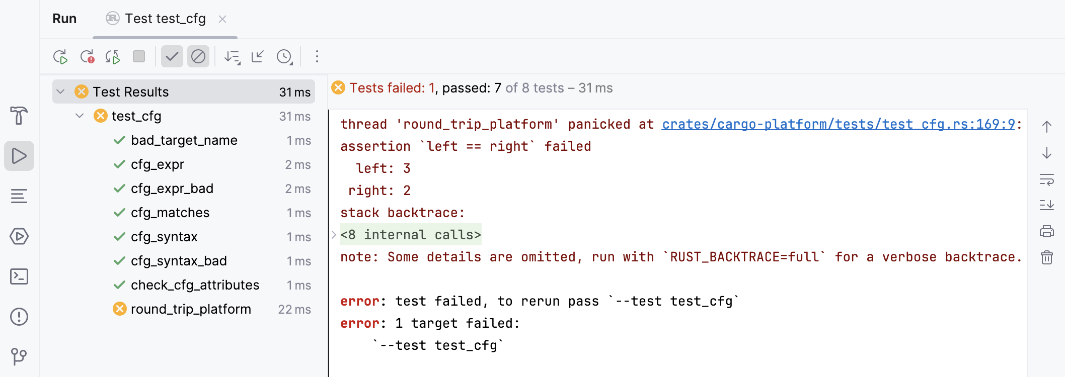 Test runner window Test runner window