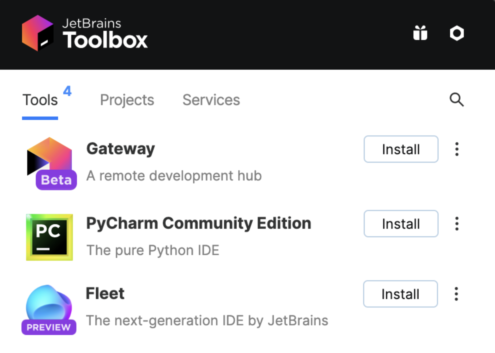 Toolbox を介したゲートウェイのインストール Toolbox を介したゲートウェイのインストール