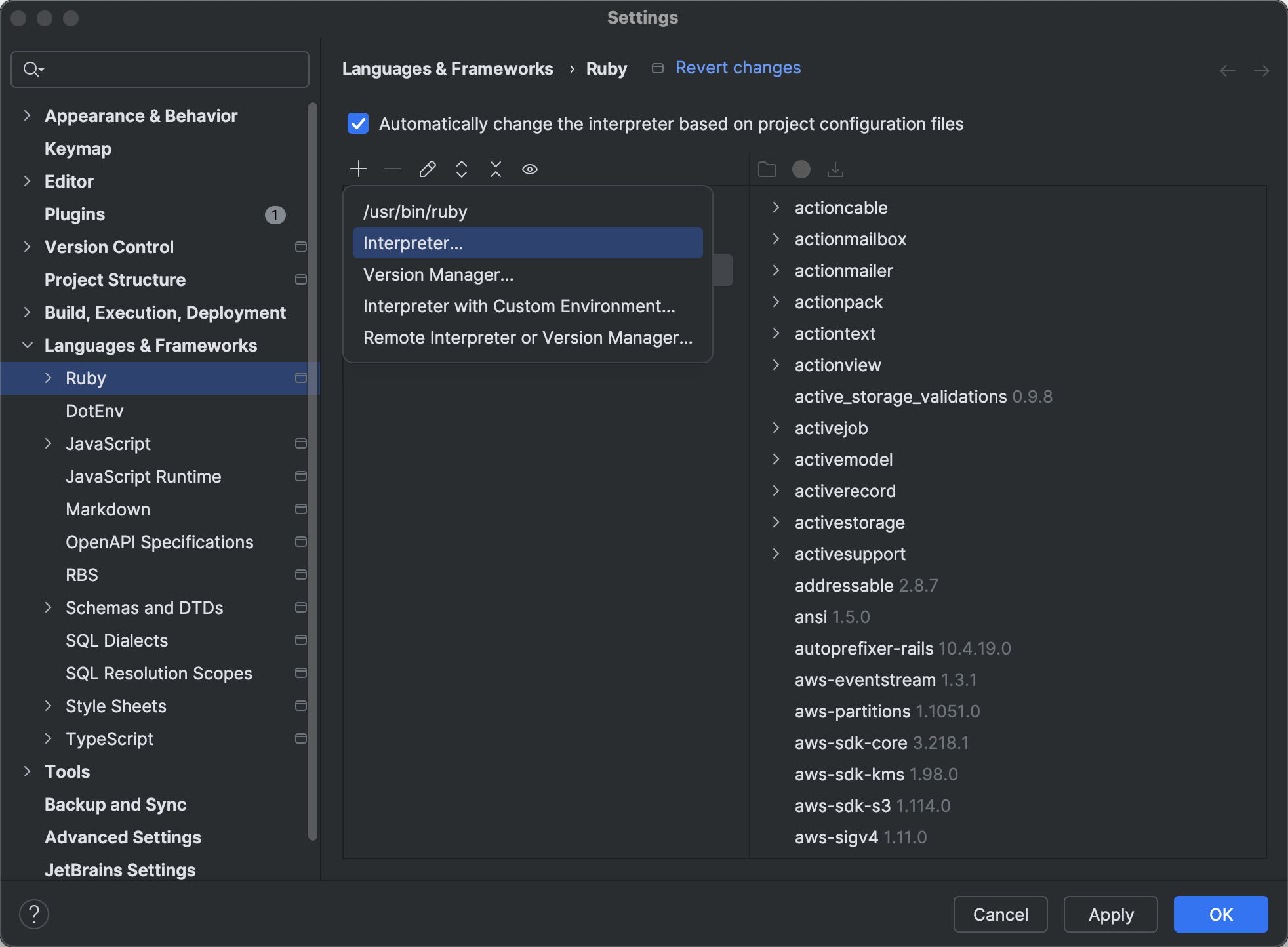 Configure a Ruby interpreter | RubyMine Documentation