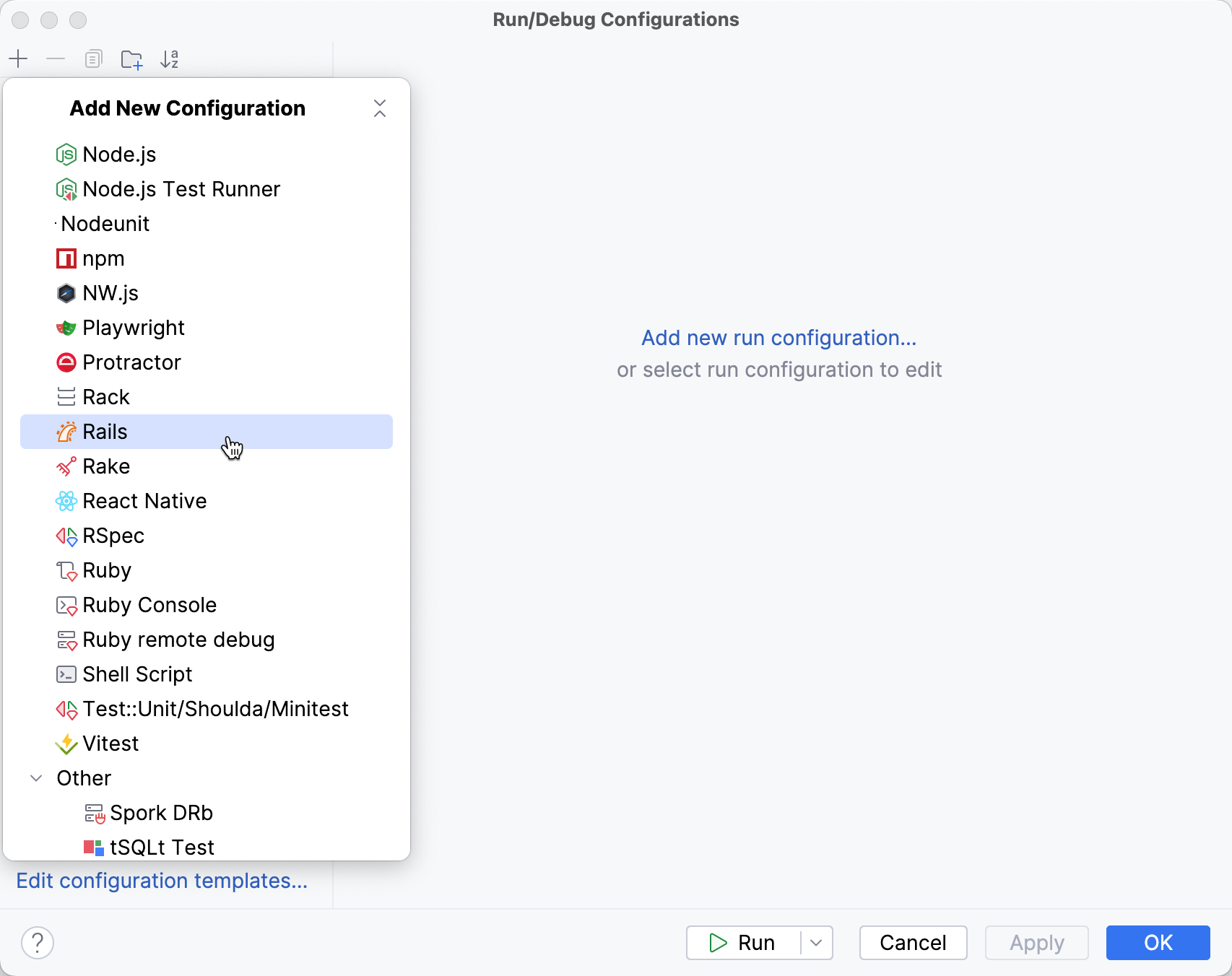 New run/debug configuration New run/debug configuration